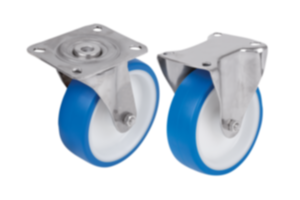Swivel and fixed casters stainless steel, for sterile areas Swivel and fixed casters stainless steel, for sterile areas