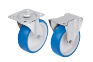 Swivel and fixed casters steel plate, for sterile areas Swivel and fixed casters steel plate, for sterile areas