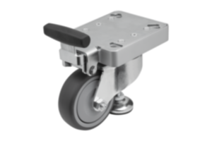 Elevating casters with integrated machine foot for aluminum profiles Elevating casters with integrated machine foot for aluminum profiles