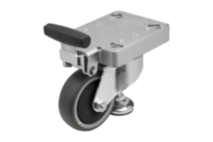 Elevating casters with integrated machine foot, antistatic for aluminum profiles Elevating casters with integrated machine foot, antistatic for aluminum profiles