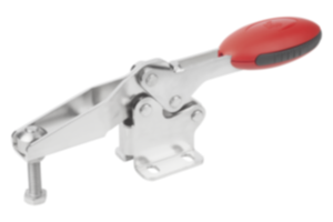 Toggle clamps horizontal with flat foot and adjustable clamping spindle, stainless steel Toggle clamps horizontal with flat foot and adjustable clamping spindle, stainless steel