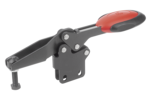 Toggle clamps horizontal with safety interlock with straight foot and adjustable clamping spindle Toggle clamps horizontal with safety interlock with straight foot and adjustable clamping spindle
