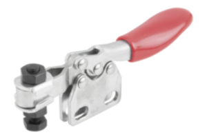 Toggle clamp mini, horizontal with straight foot and adjustable clamping spindle Toggle clamp mini, horizontal with straight foot and adjustable clamping spindle