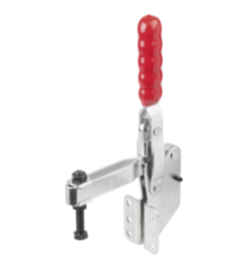 Toggle clamps vertical with angled foot and adjustable clamping spindle Toggle clamps vertical with angled foot and adjustable clamping spindle