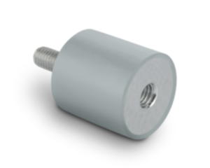 Tampon caoutchouc en inox de type B cylindrique avec taraudage et filetage, gris Tampon caoutchouc en inox de type B cylindrique avec taraudage et filetage, gris
