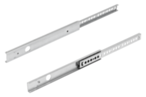 Telescopic slides, steel for slot mounting, partial extension, load capacity up to 12 kg Telescopic slides, steel for slot mounting, partial extension, load capacity up to 12 kg