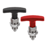 Indexing plungers with T-grip, without locking slot, with locknut, Form B