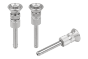 Ball lock pins with mushroom grip, stainless steel, with high shear strength, adjustable