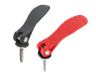 Cam lever with plastic grip with external thread, steel or stainless steel, metric