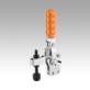 Toggle clamps vertical with straight foot and adjustable clamping spindle