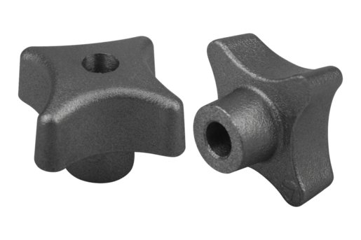 Palm grips DIN 6335, grey cast iron, Form B, drilled through - inch