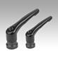 Clamping levers, zinc with female thread and clamping force intensifier, satin finish