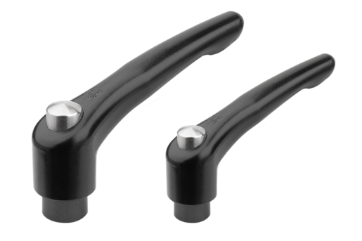 Adjustable handles with protective cap and female thread, satin finish, inch