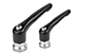 Manette indexable en zinc avec taraudage et palier anti-friction, satinée mate