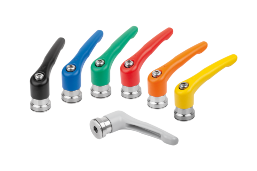 Manette indexable en zinc avec taraudage et palier anti-friction, à texture mate