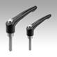 Clamping levers with protective cap, external thread, steel parts stainless steel