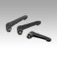 Adjustable handles, plastic, antistatic with internal thread, threaded insert black oxidized steel
