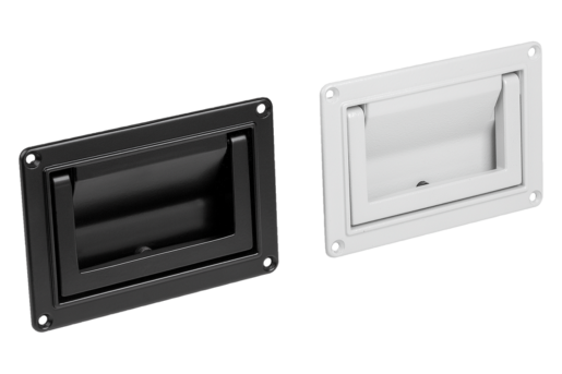 Poignées alcôve escamotables en aluminium, forme B, à ressort de rappel