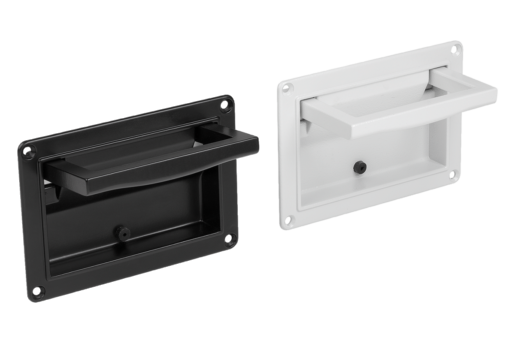 Poignées alcôve escamotables en aluminium, forme A, encliquetables