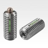 Spring Plungers with thread lock, pin style, hexagon socket, stainless steel body and pin, standard end pressure, metric