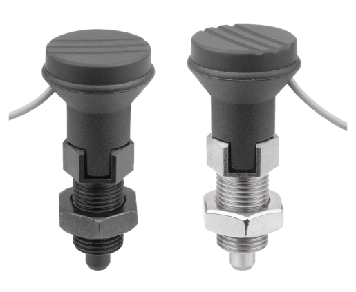 Indexing plungers steel or stainless steel with status sensor, hardwired, Form D