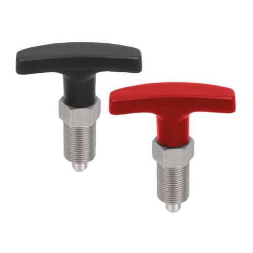 Indexing plungers with T-grip, without locking slot, without locknut, Form A