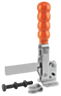 Toggle clamps vertical with flat foot and full holding arm
