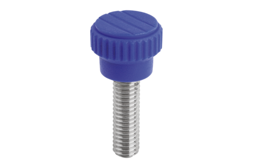 Knurled knobs, plastic, visually detectable with male thread
