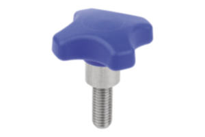Palm grips, plastic, visually detectable with protruding steel bushing, style L with male thread