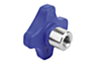 Palm grips, plastic, visually detectable, with protruding steel bushing, style K with tapped bush