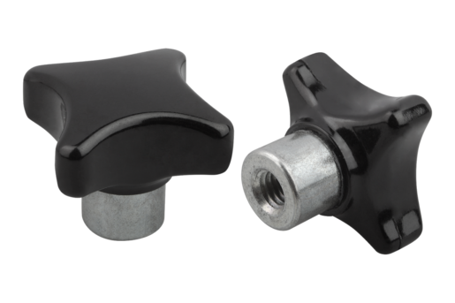 Palm grips, similar to DIN 6335, style E with protruding steel bushing