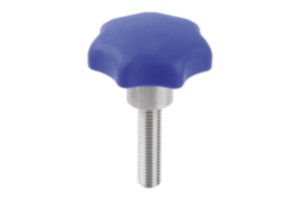 Star grips, plastic, visually detectable with protruding steel bush, style L, with male thread