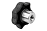 Star grips, plastic, metal detectable with protruding steel bush, Form K, with tapped bush