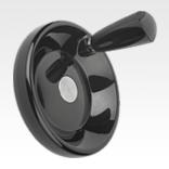 Handwheels with revolving handle, steel parts in steel, Style D, pilot hole, metric