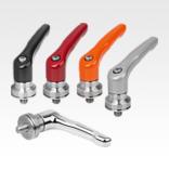Clamping levers, zinc with male thread and clamping force intensifier