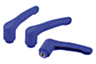 Clamping levers, plastic, visually detectable with female thread