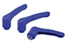 Clamping levers, plastic, optically detectable with internal thread