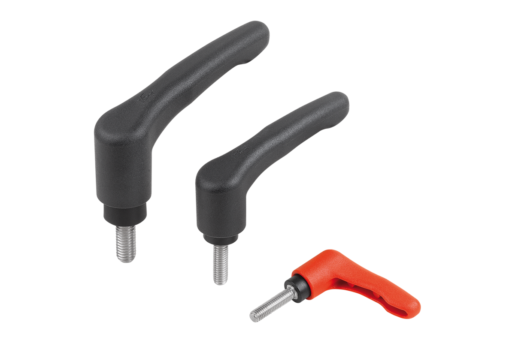 Clamping levers ECO, plastic with male thread, threaded insert stainless steel