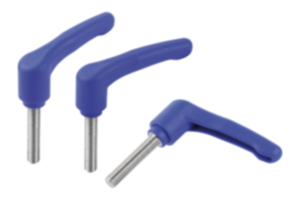 Clamping levers, plastic, optically detectable with male thread