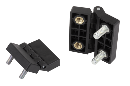 Hinges plastic with bushing and fastening screws
