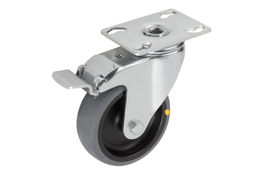 Swivel casters with stop fix, electrically conductive