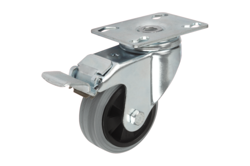 Swivel castors with stop fix