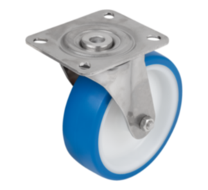 Swivel casters, stainless steel, for sterile areas