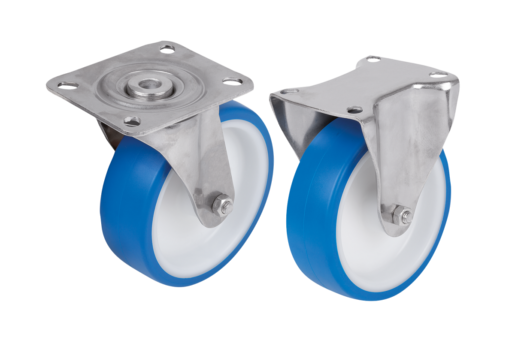 Swivel and fixed castors stainless steel, for sterile areas