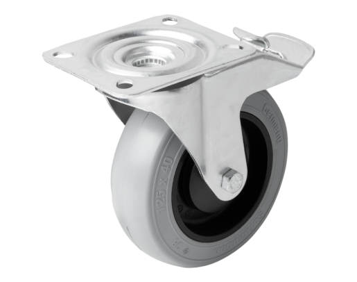 Swivel castors with stop fix