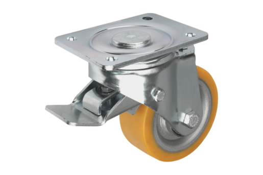 Swivel castors with "stop-top"