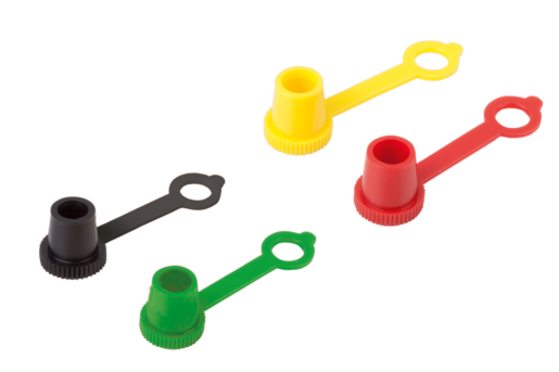 Grease nipple caps for conical head grease nipples, Form B, with tab