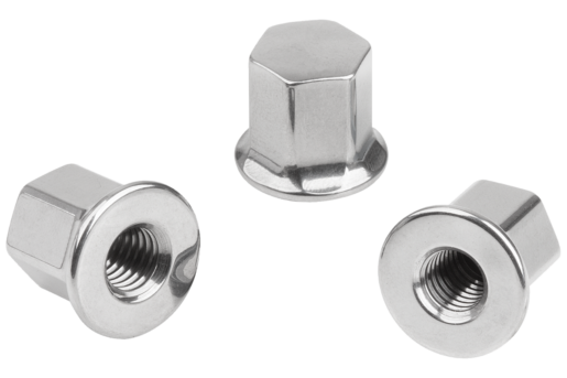 Stainless steel cap nuts with collar for Hygienic USIT® seal and shim washers