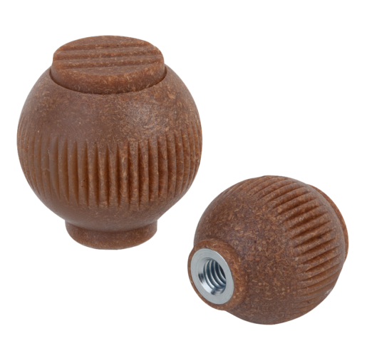 Spherical knobs biopolymer with internal thread