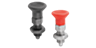 Indexing plungers, steel or stainless steel with plastic mushroom grip and locknut - inch